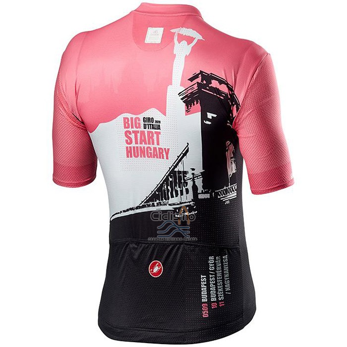 Giro d'Italia Ropa Ciclismo Culotte Corto 2020 Hombre Mangas Cortas Blanco Negro Rosa